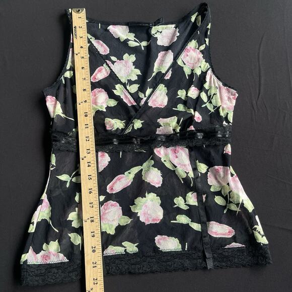 The Limited Womens Tank Top Medium Floral Mesh Lightweight Y2K Lace Trim - Picture 10 of 11